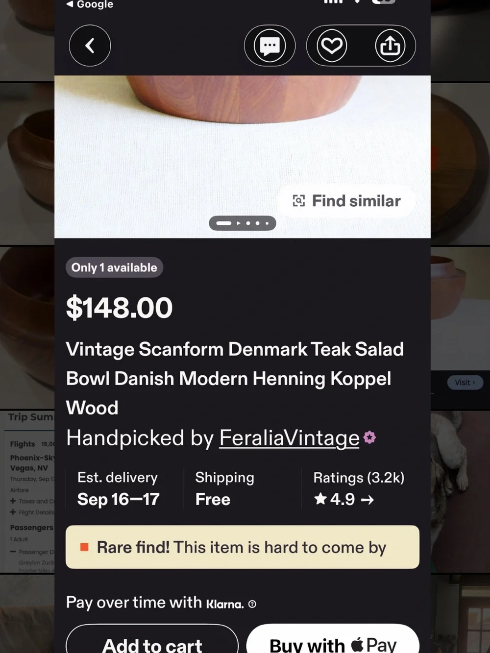 Vintage Scanform Denmark Teak Salad Bowl Danish Modern Henning Koppel